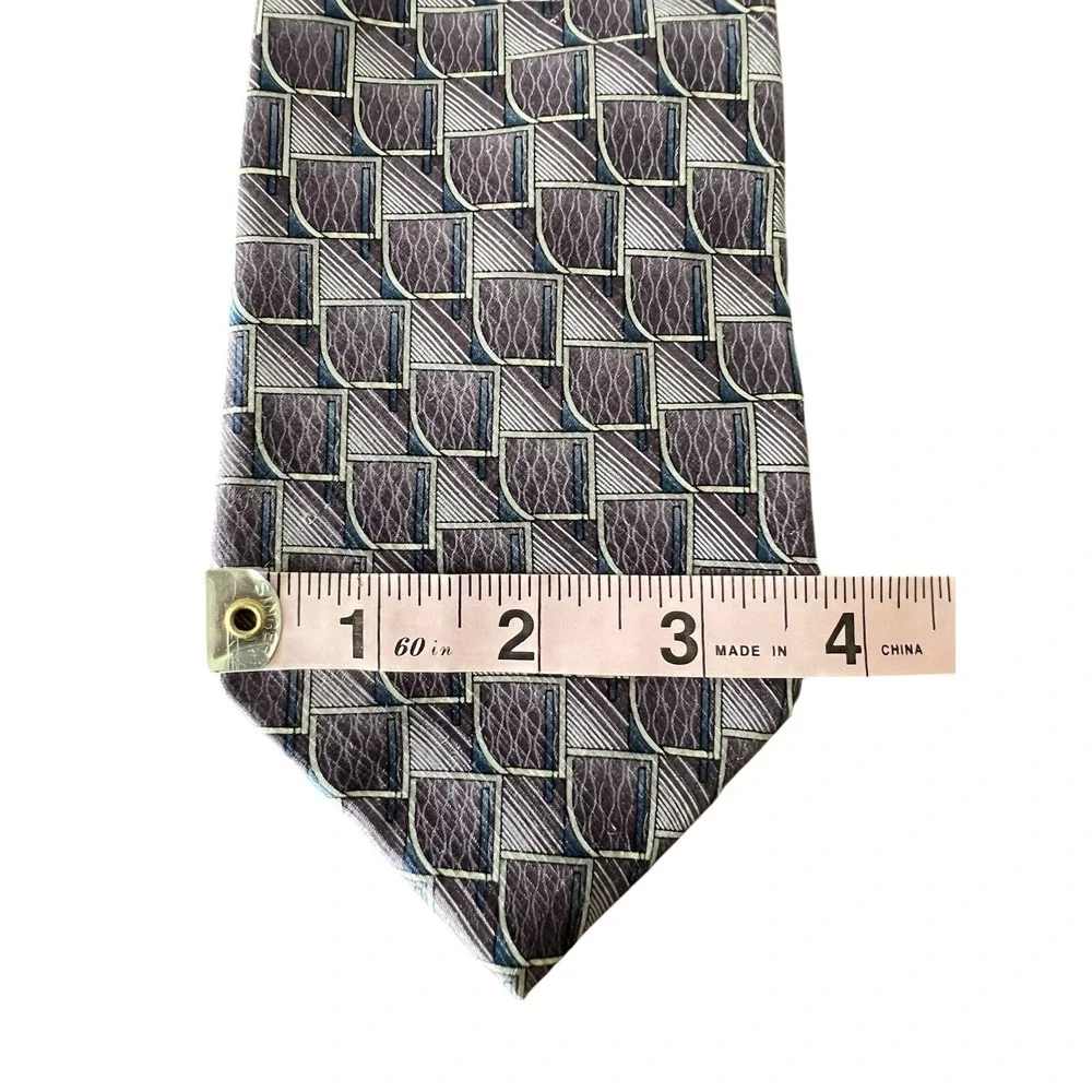 Palatina Mens Silk Tie Purple Blue Geometric Abstract Woven Classic Necktie 56